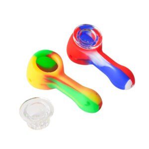 3.5″ Silicone Pipe w/ Glass Bowl Rainbow