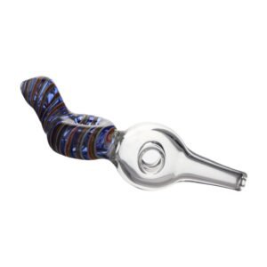 Blue Striped Glass Hand Pipe 17.5cm